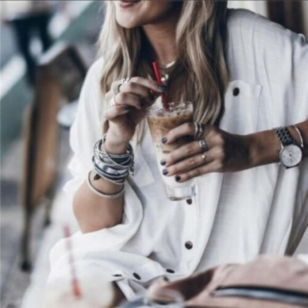 New White Long Sleeve Shirt Button Front Shirt Dress - Picture 3 of 7